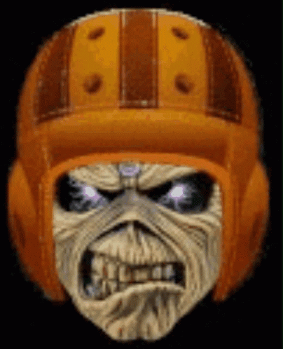 A Picture Of A Skull Wearing A Football Helmet . GIF