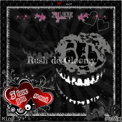 A Picture Of A Skull With The Words Rush De Gloomy GIF