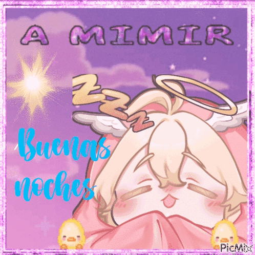 A Picture Of A Sleeping Angel With The Words A Mimir Buena Noche GIF