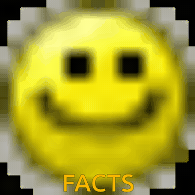 A Picture Of A Smiley Face With The Words " Facts " Below It GIF