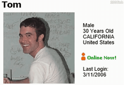 A Picture Of A Smiling Man With The Name Tom On Top GIF