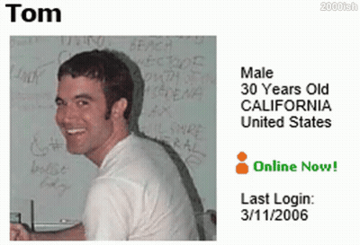 A Picture Of A Smiling Man With The Name Tom On Top GIF