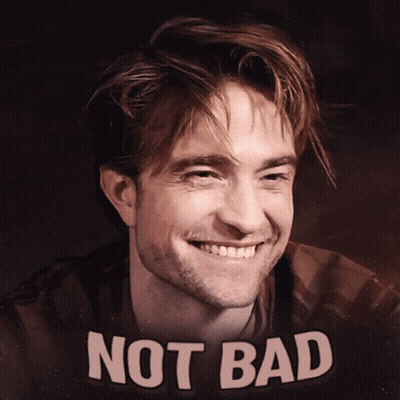 A Picture Of A Smiling Man With The Words Not Bad On The Bottom GIF