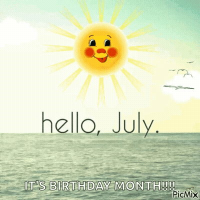 A Picture Of A Smiling Sun Says Hello July GIF