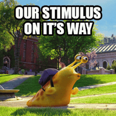 A Picture Of A Snail With The Words Our Stimulus On It 'S Way Above It GIF