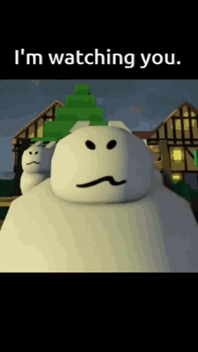 A Picture Of A Snowman With The Words " I 'M Watching You " On The Bottom GIF