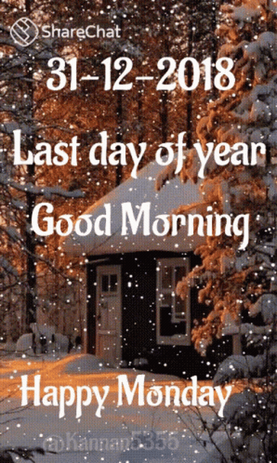 A Picture Of A Snowy Forest With The Date 31-12-2018 GIF