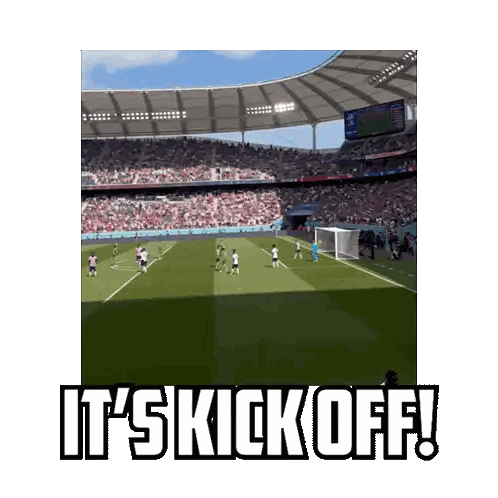 A Picture Of A Soccer Field With The Words It 'S Kickoff Sticker