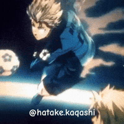A Picture Of A Soccer Player With The Name Hatake Kagashi On It GIF