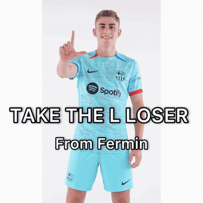 A Picture Of A Soccer Player With The Words Take The L Loser From Fermin On The Bottom GIF
