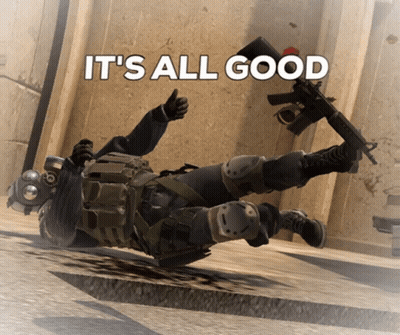 A Picture Of A Soldier Laying On The Ground With The Words It 'S All Good Above Him GIF