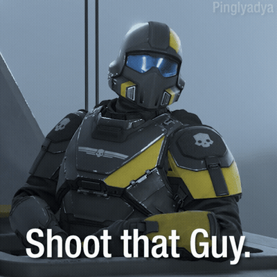 A Picture Of A Soldier With The Words Shoot That Guy On The Bottom GIF