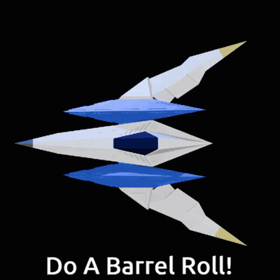 A Picture Of A Space Ship With The Words Do A Barrel Roll Written Below It GIF