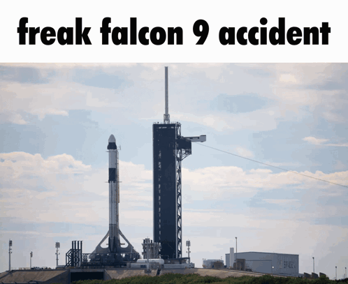 A Picture Of A Space Shuttle With The Words Freak Falcon 9 Accident Below It GIF