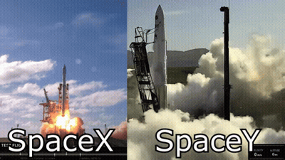 A Picture Of A Spacex Rocket Being Launched Next To A Picture Of A Spacey Rocket GIF