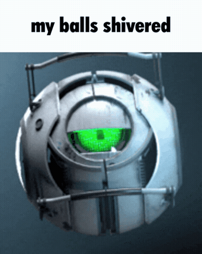A Picture Of A Sphere With A Green Eye And The Words My Balls Shivered GIF