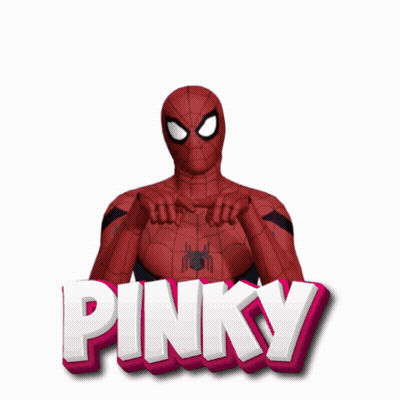 A Picture Of A Spider Man With The Word Pinky Above Him GIF