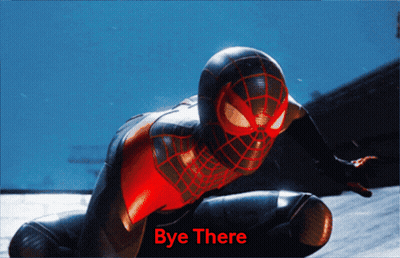 A Picture Of A Spider-Man With The Words Bye There Below It GIF