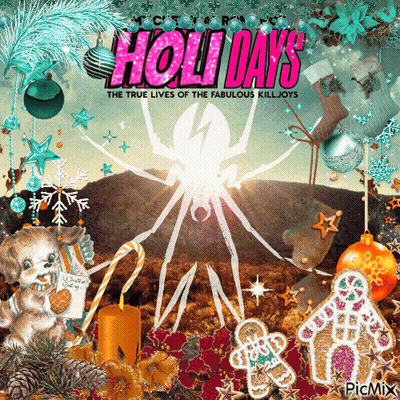 A Picture Of A Spider On The Cover Of A Book Titled Holiday 'S GIF