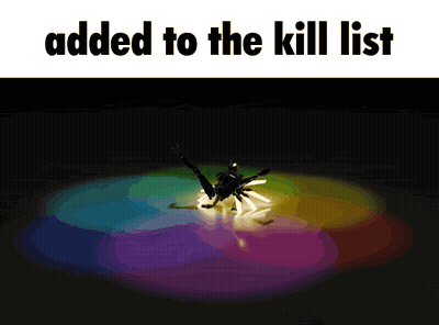 A Picture Of A Spider With The Words Added To The Kill List On The Bottom GIF