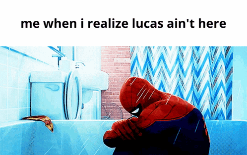 A Picture Of A Spiderman Sitting In A Bathtub With The Caption Me When I Realize GIF
