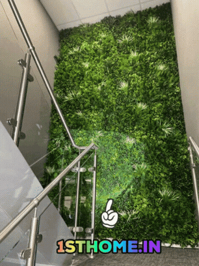 A Picture Of A Staircase With A Green Wall And The Website 1Sthome.in GIF