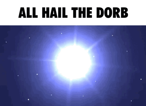 A Picture Of A Star With The Words " All Hail The Dorb " Above It GIF