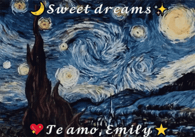 A Picture Of A Starry Night Sky With The Words Sweet Dreams Te Amo Emily GIF