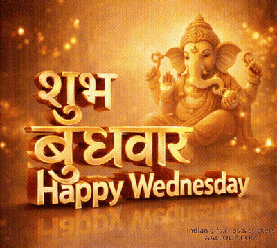A Picture Of A Statue Of Ganesha With The Words Happy Wednesday GIF