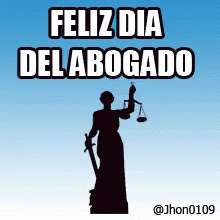 A Picture Of A Statue Of Justice With The Words Feliz Dia Del Abogado Below It GIF