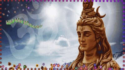 A Picture Of A Statue Of Shiva With The Words Hey Hey Mahadev Written On The Bottom GIF