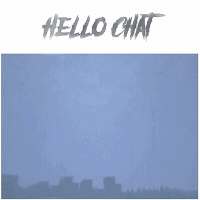 A Picture Of A Statue With The Words Hello Chat Written Above It GIF