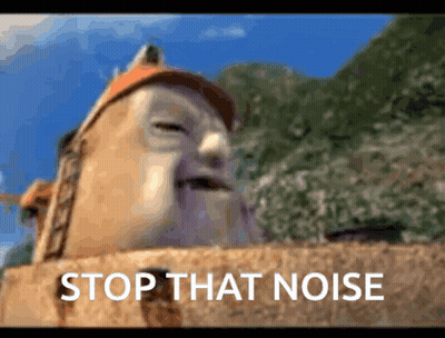 A Picture Of A Statue With The Words Stop That Noise Written Below It GIF