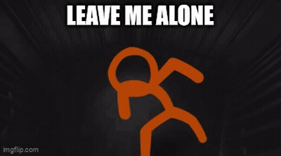 A Picture Of A Stick Figure With The Words Leave Me Alone On It GIF