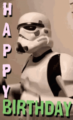 Stormtrooper With Happy Birthday Text GIF