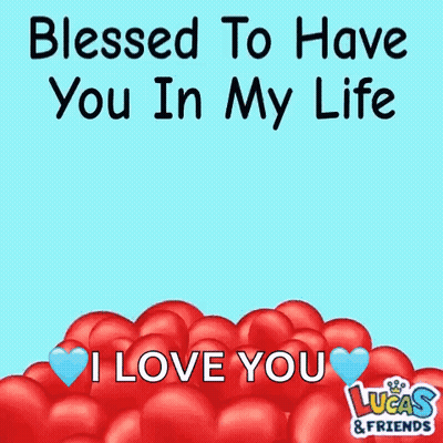 A Picture Of A Stuffed Animal Surrounded By Hearts With The Words Blessed To Have You In My Life I Love You . GIF