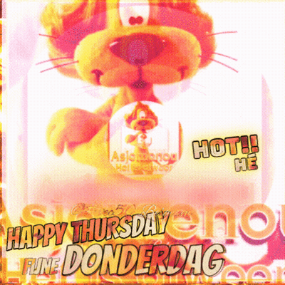 A Picture Of A Stuffed Animal With The Words Happy Thursday Fune Donderdag On It GIF