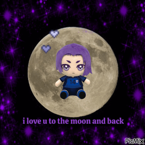 A Picture Of A Stuffed Animal With The Words I Love U To The Moon And Back On The Bottom GIF