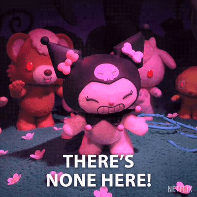 A Picture Of A Stuffed Animal With The Words " There 'S None Here " Below It GIF