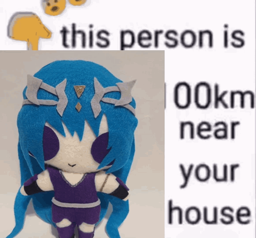 A Picture Of A Stuffed Animal With The Words This Person Is 100Km Near Your House GIF
