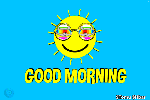 A Picture Of A Sun With Sunglasses And The Words " Good Morning " GIF