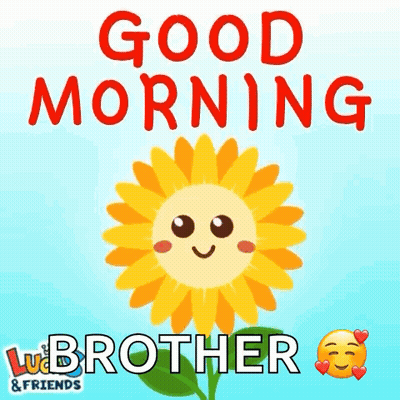 A Picture Of A Sunflower With The Words Good Morning Brother GIF
