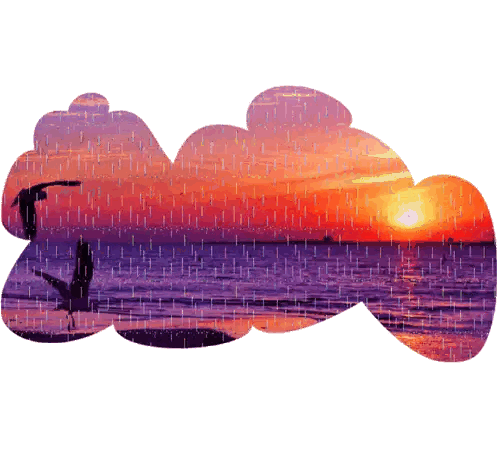 A Picture Of A Sunset Over A Body Of Water With A Cloud In The Background Sticker