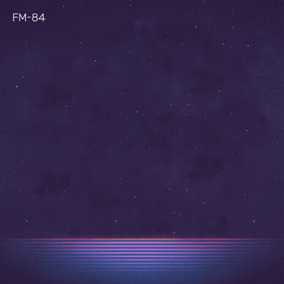 A Picture Of A Sunset With The Numbers Fm-84 Below It GIF
