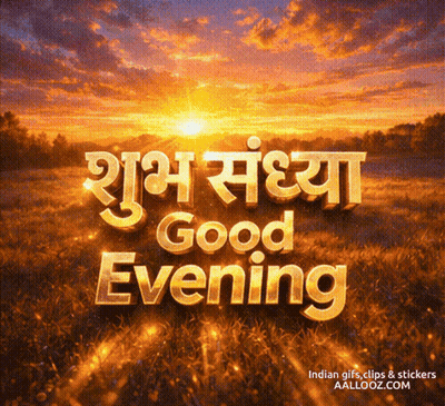 A Picture Of A Sunset With The Words Good Evening In The Foreground GIF