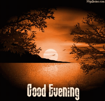 A Picture Of A Sunset With The Words Good Evening On It GIF
