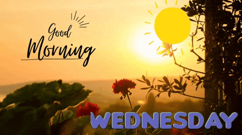 A Picture Of A Sunset With The Words Good Morning Wednesday GIF