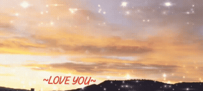 A Picture Of A Sunset With The Words Love You In Red GIF
