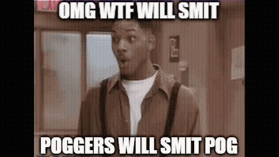 A Picture Of A Surprised Man With The Caption Omg Wtf Will Smit Poggers Will Smit Pog .. GIF