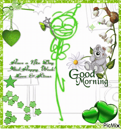 A Picture Of A Teddy Bear With A Flower And The Words Good Morning GIF